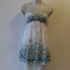 Poupette St. Barth Strapless White and Green Coverup